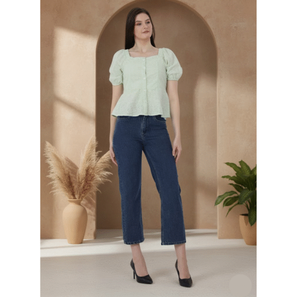 Birdie Women’s Green Eyelet Peplum Blouse